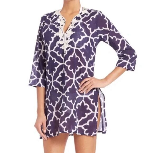 Roberta Roller Rabbit Meena Kurta Monaco Pool Cottontunic - Picture 1 of 9